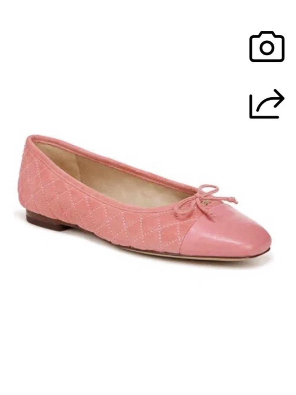 Sam Edelman Coral Pink Quilted Ballet Flats with Bow Accent